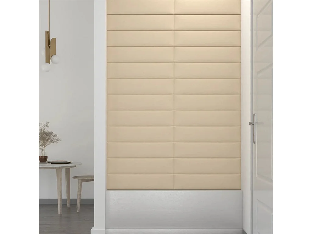 Geertje  Pannelli Murali 12 pz Crema 60x15 cm Tessuto 1,08 m²