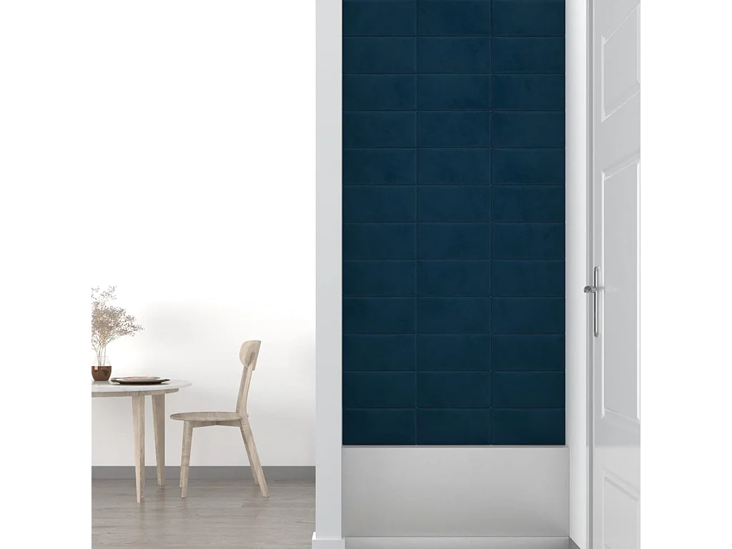 Senne  Paneles de pared 12 uds cuero sintético azul 30x15 cm 0,54 m²