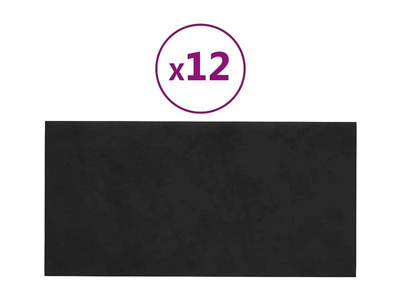 Senne  Panneaux muraux 12 pcs Noir 60x30 cm Velours 2,16 m²