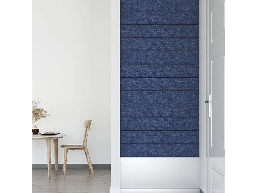 Geertje  Panneaux muraux 12 pcs Bleu 90x15 cm Tissu 1,62 m²