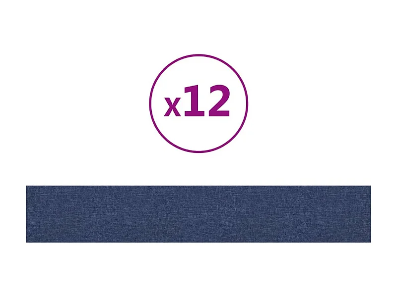 Geertje  Paneles de pared 12 uds tela azul 90x15 cm 1,62 m²