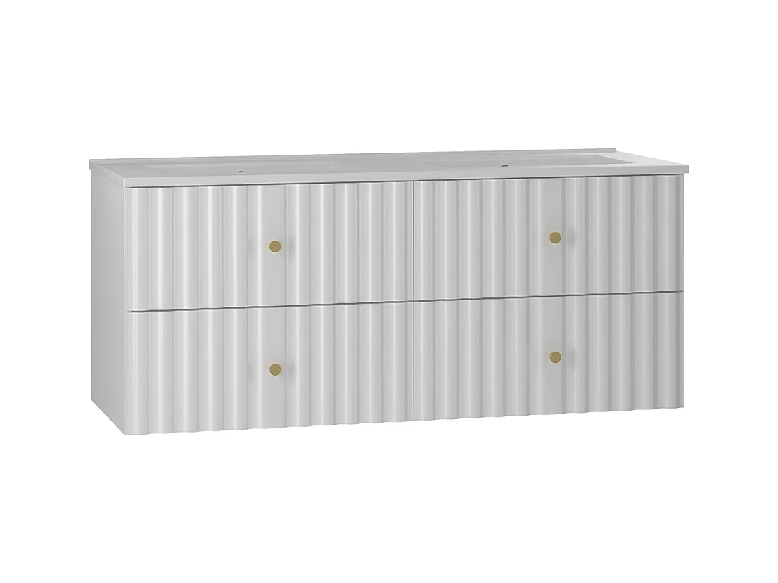 Meuble double vasque encastrée 120cm Izae Blanc