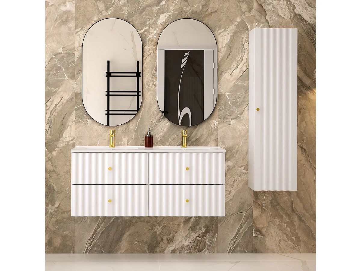 Mobile bagno doppio lavabo Izae bianco 120cm