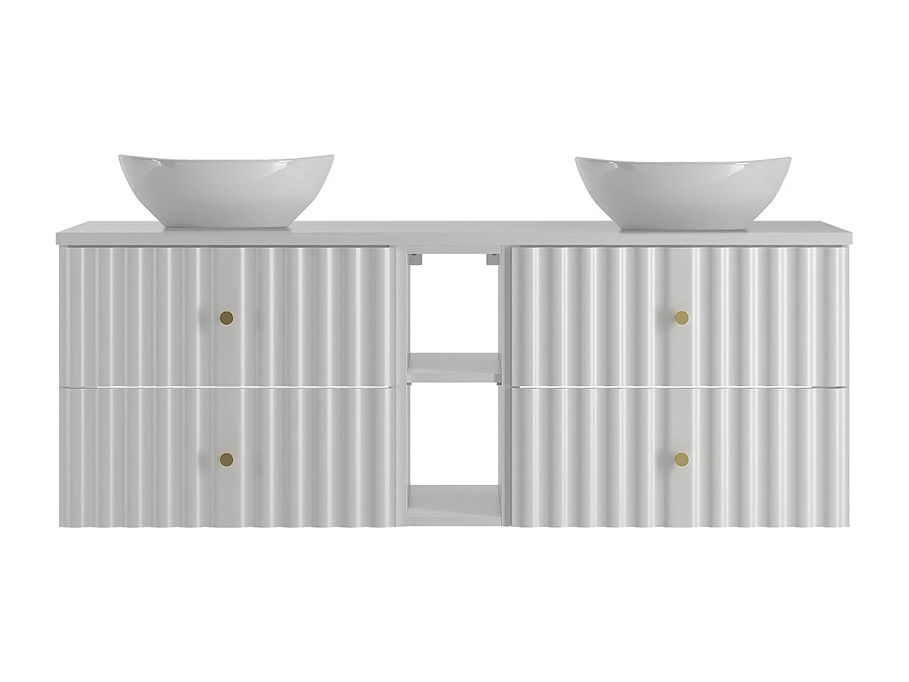 Meuble double vasque 140cm 2 niches Izae Blanc