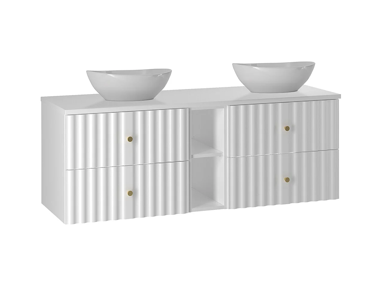 Meuble double vasque 140cm 2 niches Izae Blanc
