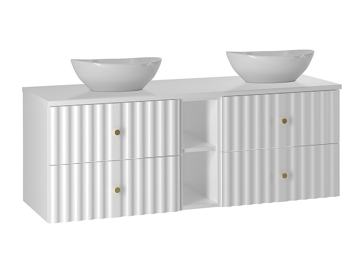 Meuble double vasque 140cm 2 niches Izae Blanc