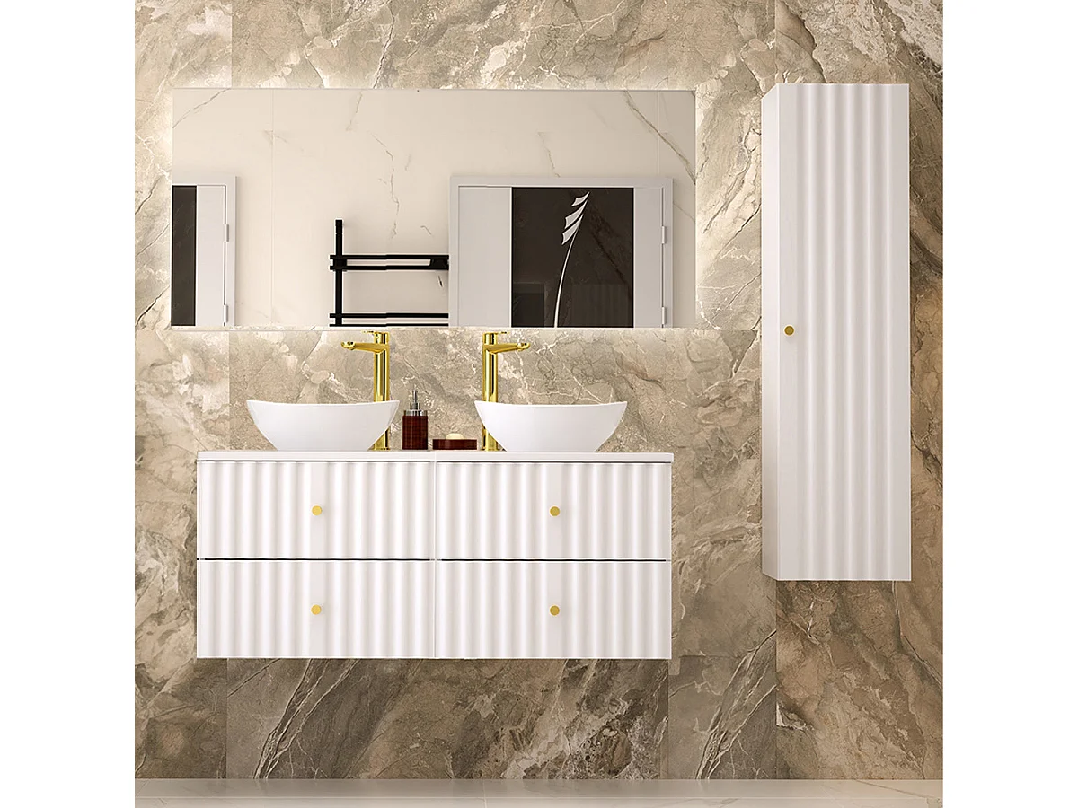 Meuble double vasque 120cm Izae Blanc