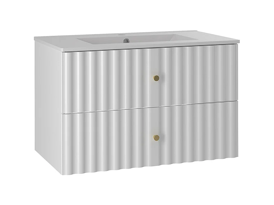 Meuble simple vasque encastrée 80cm Izae Blanc