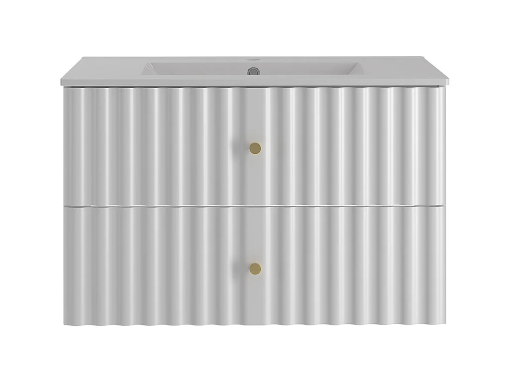 Meuble simple vasque encastrée 80cm Izae Blanc