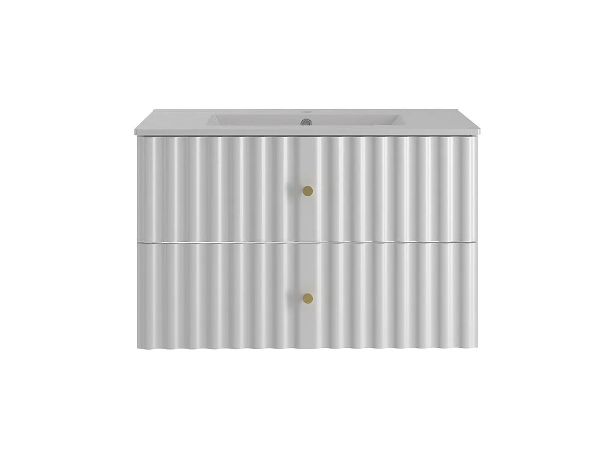 Meuble simple vasque encastrée 80cm Izae Blanc