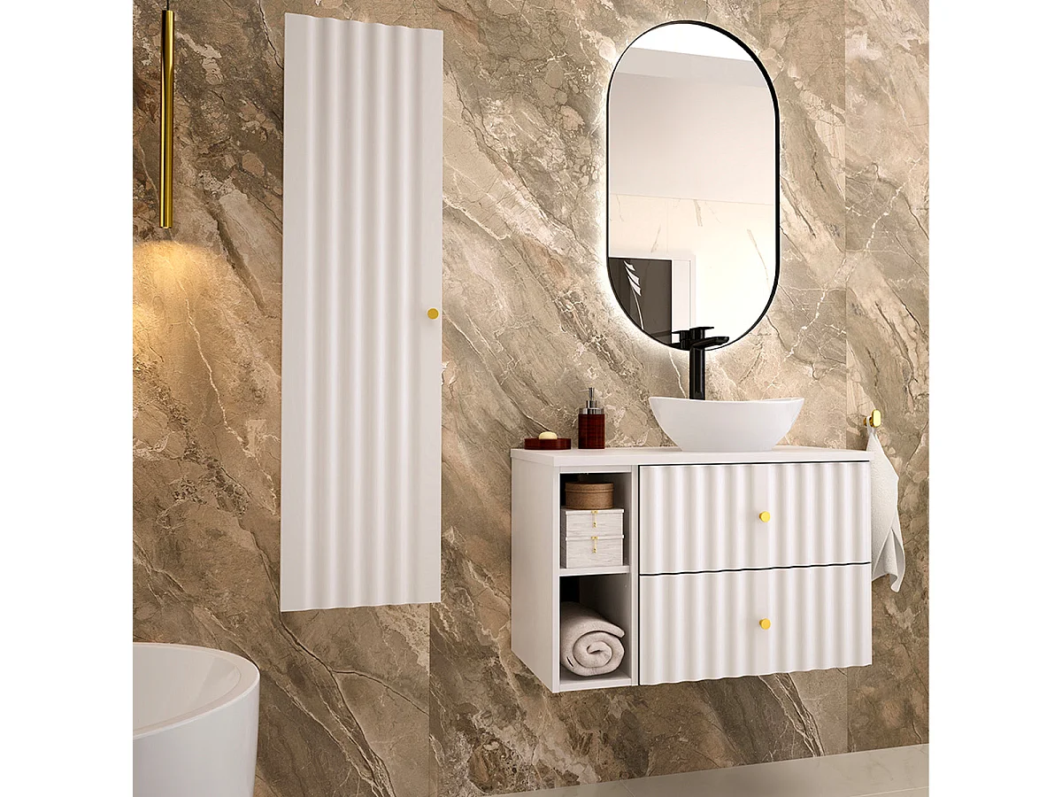 Meuble simple vasque 80cm Izae Blanc