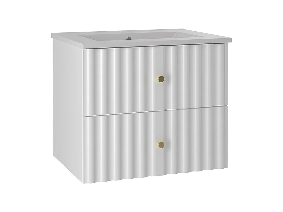 Meuble simple vasque encastrée 60cm Izae Blanc