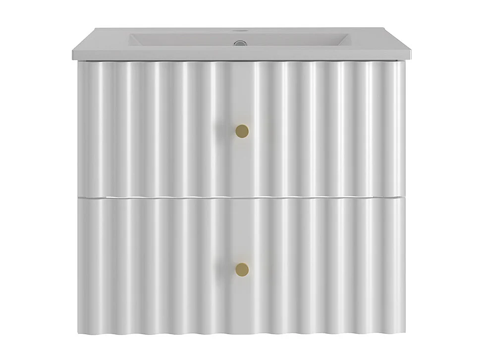 Meuble simple vasque encastrée 60cm Izae Blanc