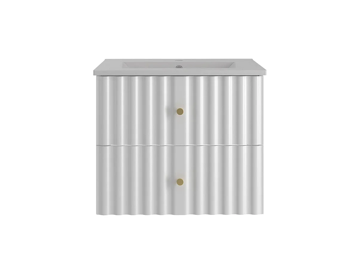 Meuble simple vasque encastrée 60cm Izae Blanc