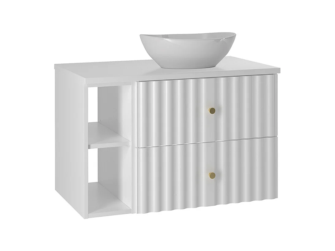Meuble simple vasque 80cm 2 niches Izae Blanc