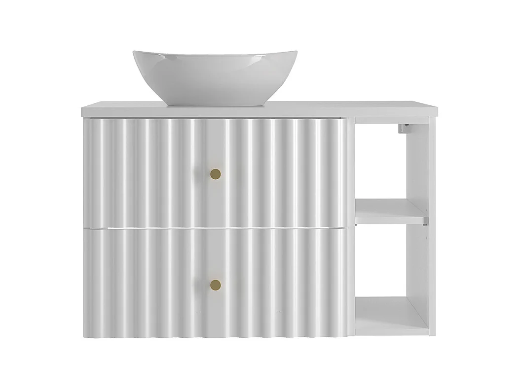 Meuble simple vasque 80cm 2 niches Izae Blanc