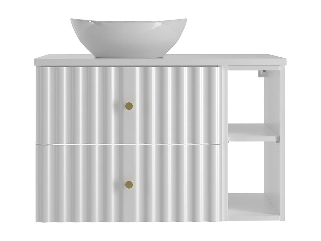 Enkele wastafel 80cm 2 nissen Izae Wit