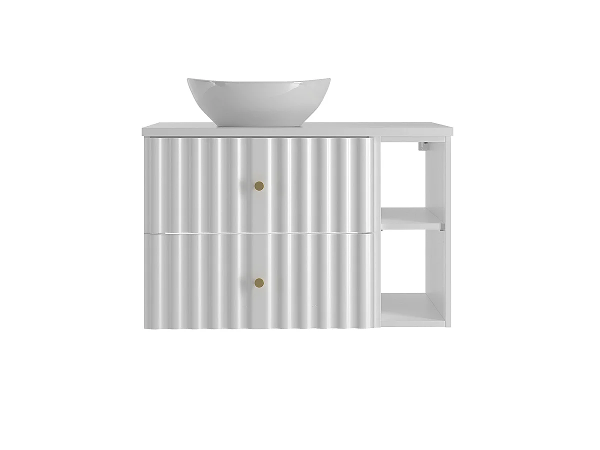 Mobile singolo vasca 80cm 2 nicchie Izae Bianco