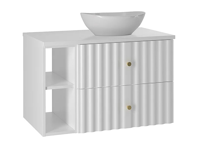 Enkele wastafel 80cm 2 nissen Izae Wit