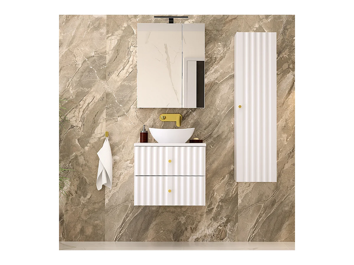 Meuble simple vasque 60cm Izae Blanc