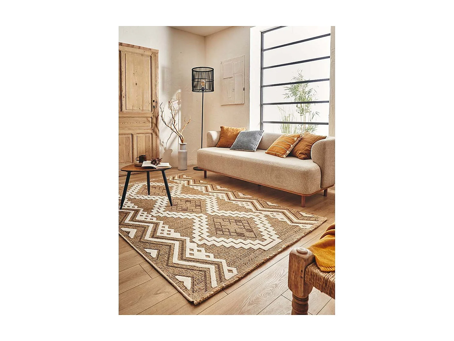 Tapis intérieur extérieur aspect jute marron Tijuana 9054 180 x 67 cm