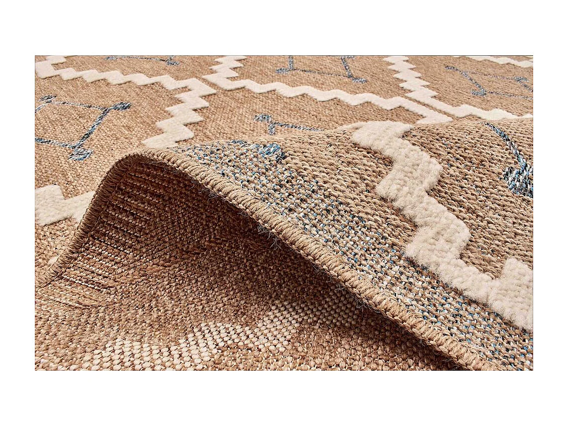 Tapis intérieur extérieur aspect jute bleu Tijuana 9041 170 x 120 cm