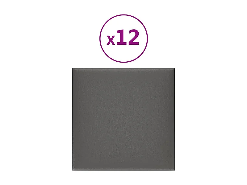 Belkis  Panneaux muraux 12 pcs Gris 30x30 cm Similicuir 1,08 m²