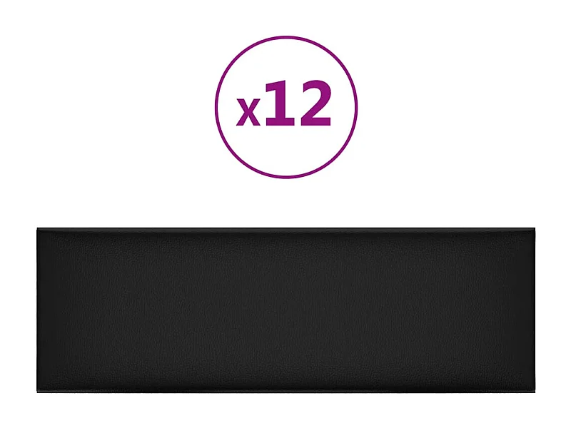 Belkis  Wandpanelen 12 st 3,24 m² 90x30 cm kunstleer zwart