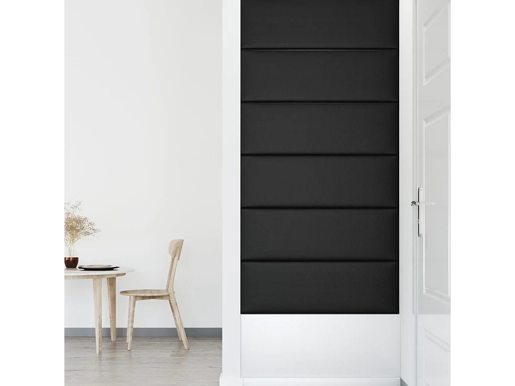 Belkis  Wandpanelen 12 st 3,24 m² 90x30 cm kunstleer zwart