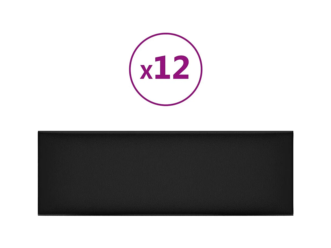 Belkis  Panneaux muraux 12 pcs Noir 90x30 cm Similicuir 3,24 m²