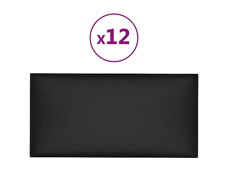 Belkis  Wandpanelen 12 st 0,54 m² 30x15 cm kunstleer zwart