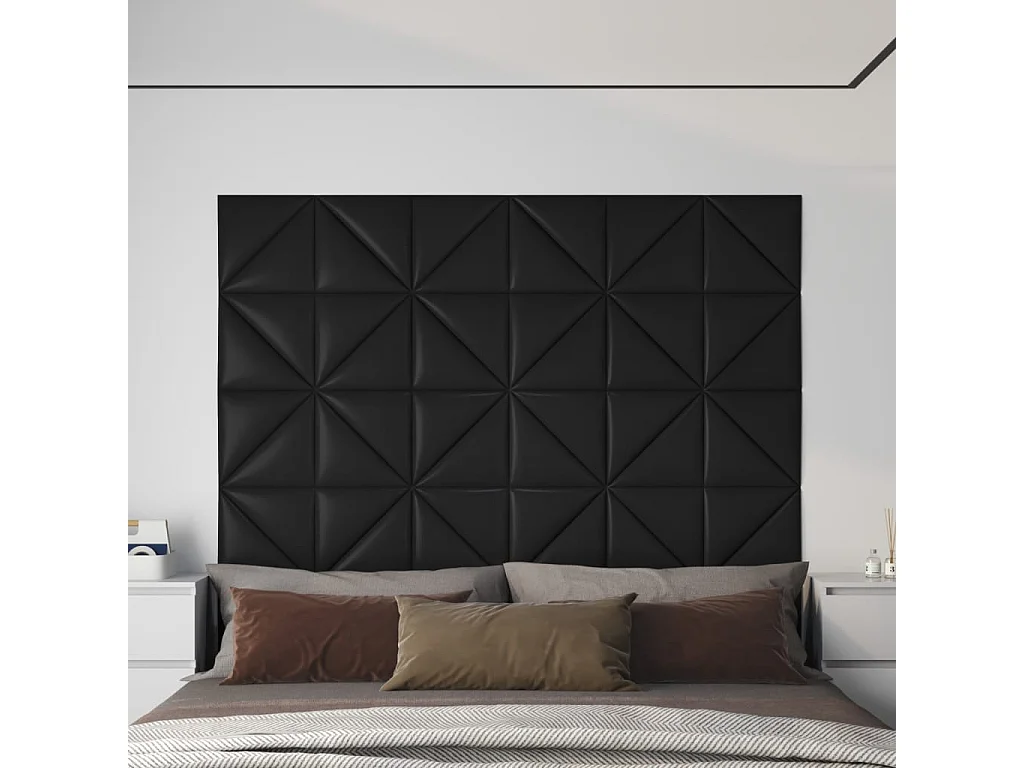 Belkis  Wandpaneele 12 Stk. Schwarz 30x30 cm Kunstleder 0,54 m²