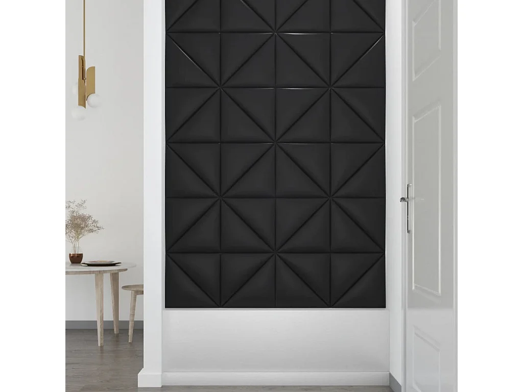 Belkis  Wandpaneele 12 Stk. Schwarz 30x30 cm Kunstleder 0,54 m²