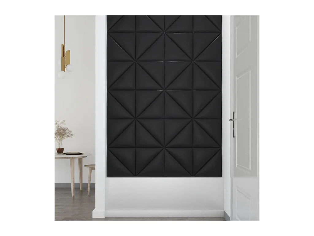 Belkis  Wandpaneele 12 Stk. Schwarz 30x30 cm Kunstleder 0,54 m²