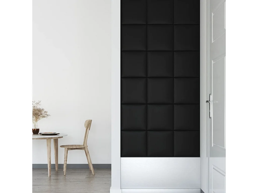 Belkis  Panneaux muraux 12 pcs Noir 30x30 cm Similicuir 1,08 m²
