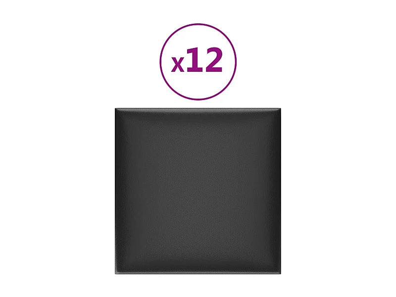 Belkis  Panneaux muraux 12 pcs Noir 30x30 cm Similicuir 1,08 m²
