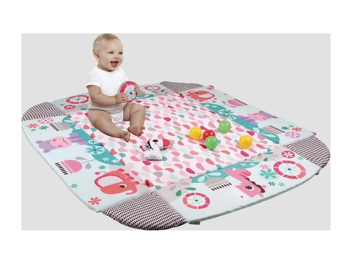 5-in-1 multifunctionele evoluerende activiteitenmat - inclusief 30 ballen, 12 muziek en 20 minuten muziek en licht, Roze