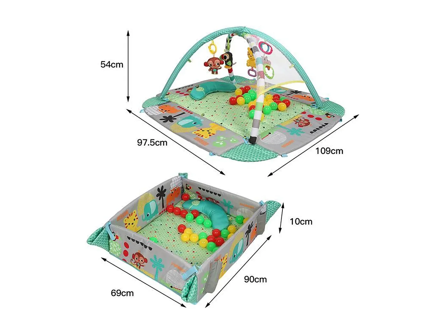5-in-1 multifunctionele evoluerende activiteitenmat - inclusief 30 ballen, 12 muziek en 20 minuten muziek en licht, Roze