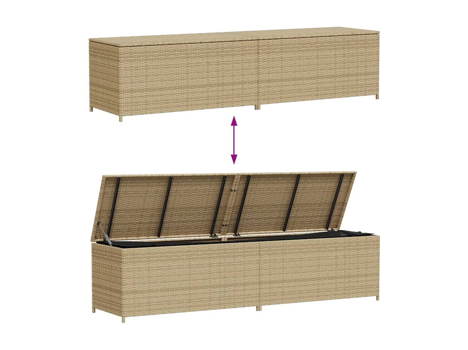Dorian  Boîte de rangement de jardin mélange beige 469L résine tressée