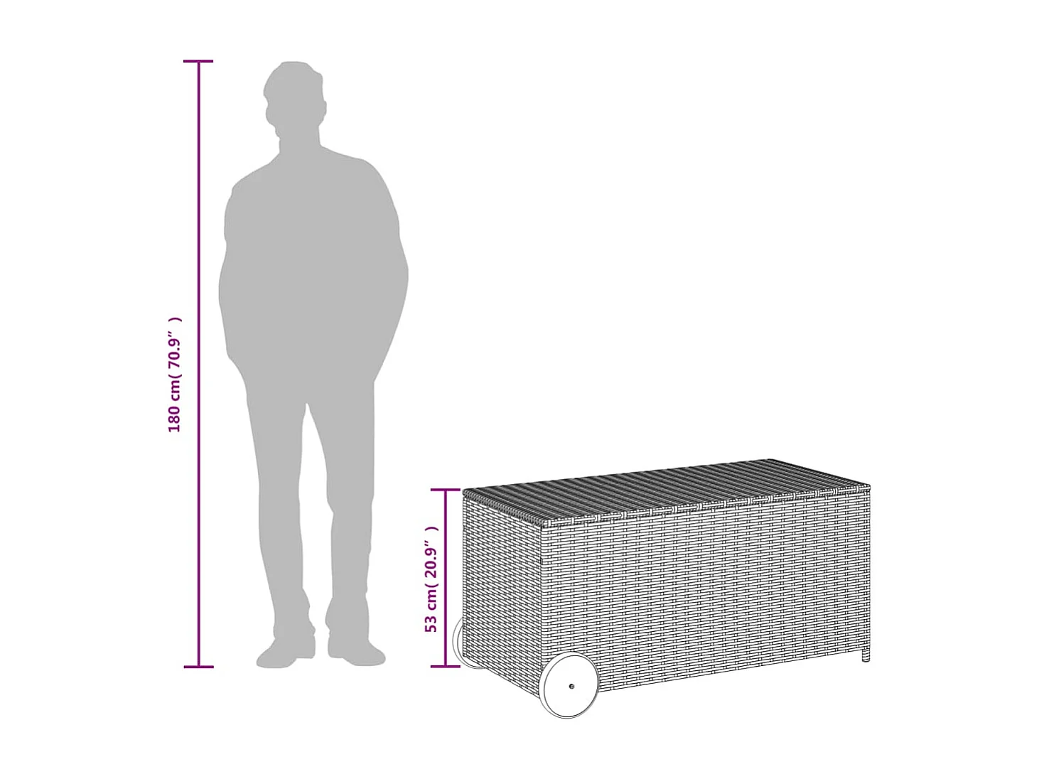 Dorian  Contenitore da Giardino con Ruote Marrone 190L in Polyrattan