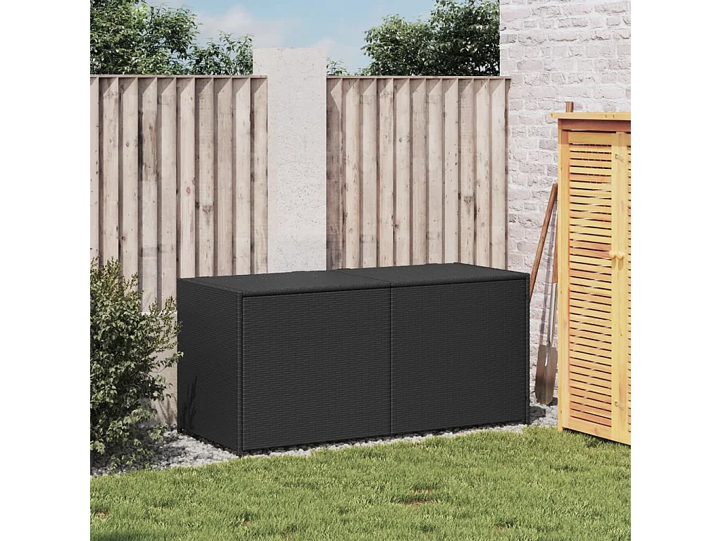 Dorian  Boîte de rangement de jardin noir 283L résine tressée