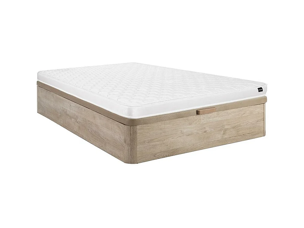 Ensemble 120 x 200 cm sommier coffre naturel clair + matelas mousse ép.15cm - DANAE II de YSMÉE