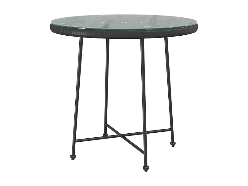 Suffolk  Mesa de comedor de vidrio templado y acero negro 80 cm