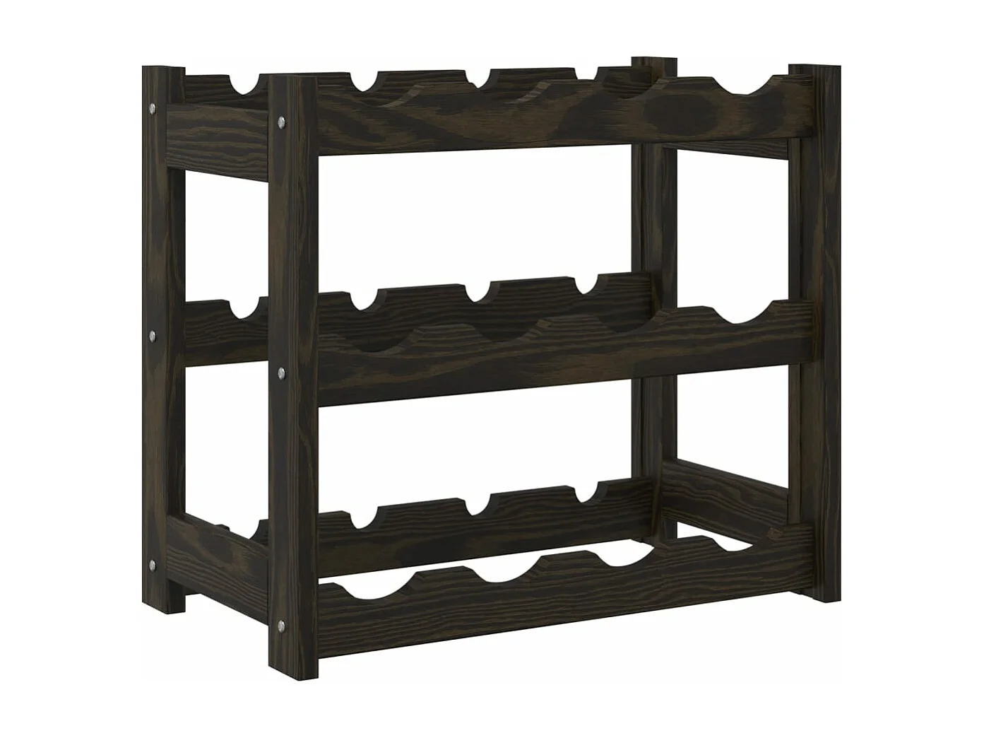 Daisy  Casier à bouteilles pour 12 bouteilles noir bois pin solide