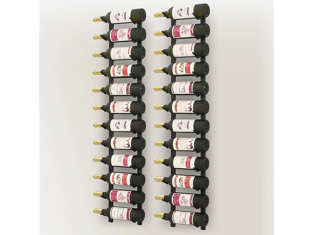 Harvey Alan  Wand-Weinregale für 12 Flaschen 2 Stk. Schwarz Eisen