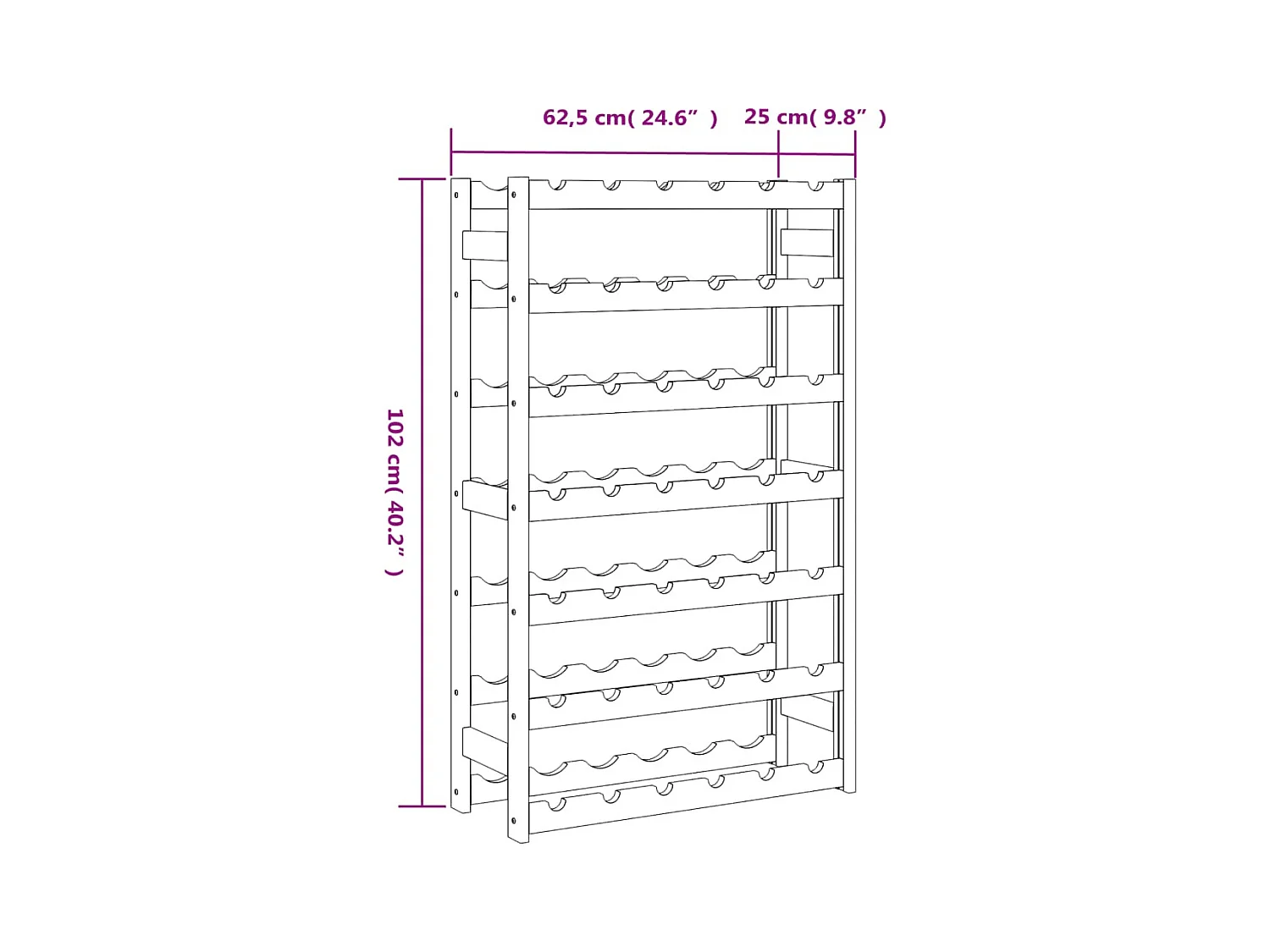 Daisy  Casier à bouteilles pour 42 bouteilles marron bois pin solide