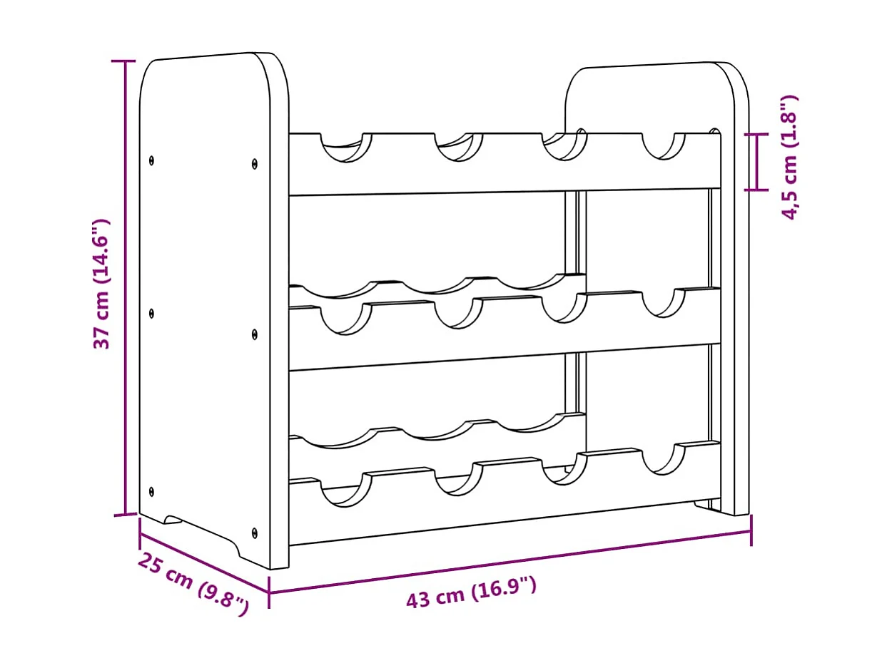 Eldon  Wijnrek 43x25x37 cm massief grenenhout