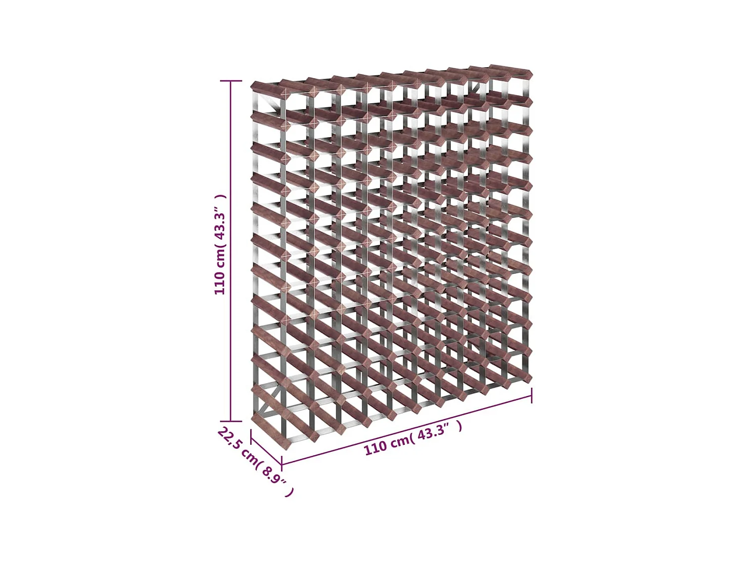 Orlina  Casier à bouteilles pour 120 bouteilles Marron Bois pin solide