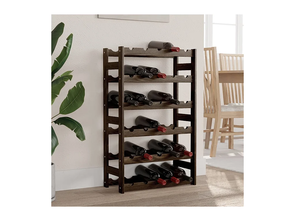 Daisy  Casier à bouteilles pour 30 bouteilles noir bois pin solide