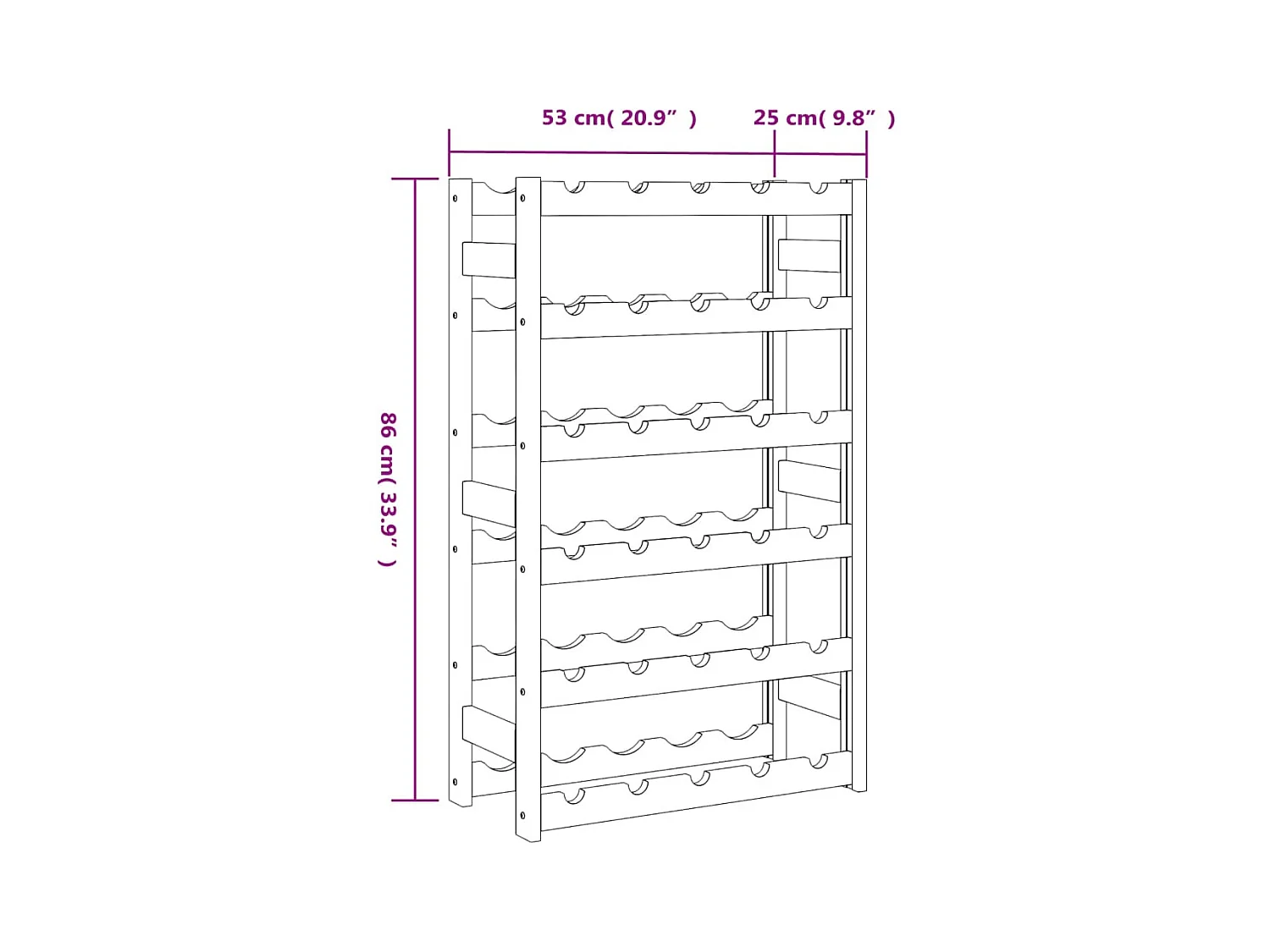 Daisy  Casier à bouteilles pour 30 bouteilles noir bois pin solide